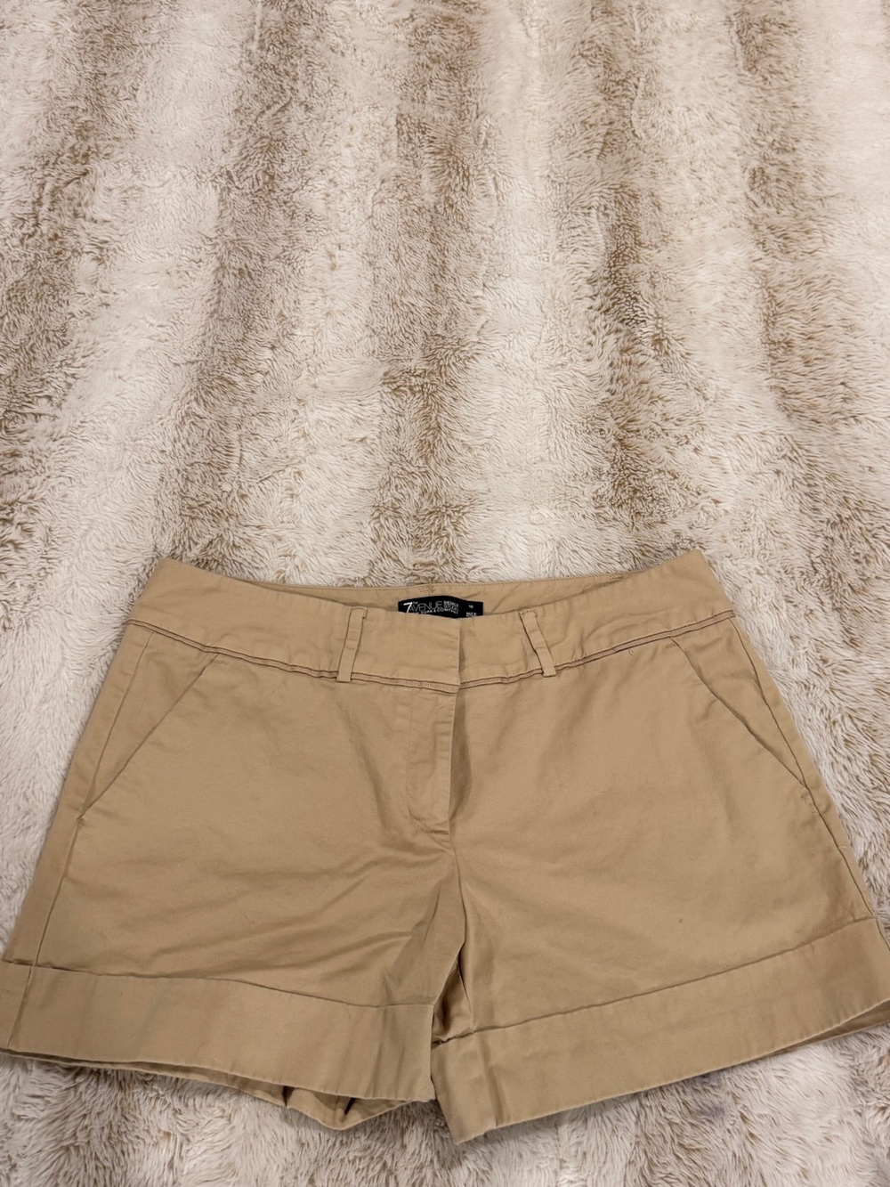 7th Avenue New York & Company Design Studio Khaki Cuffed Chino Shorts Size 10